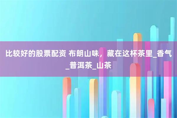 比较好的股票配资 布朗山味，藏在这杯茶里_香气_普洱茶_山茶