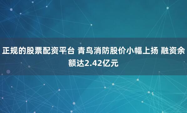 正规的股票配资平台 青鸟消防股价小幅上扬 融资余额达2.42亿元