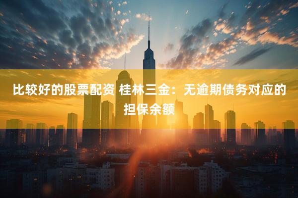 比较好的股票配资 桂林三金：无逾期债务对应的担保余额
